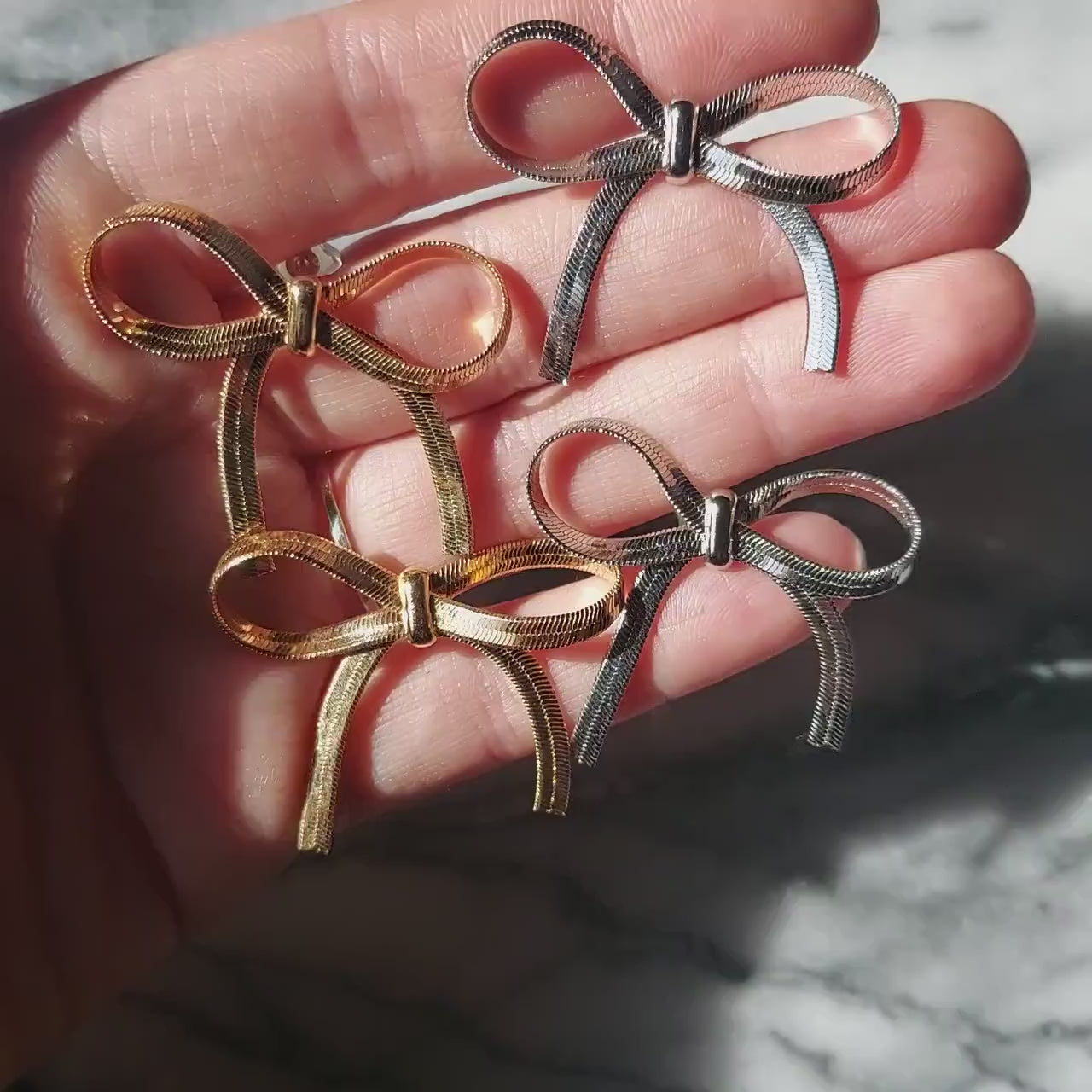 BOW - Gold / Silver Bow Stud Earrings