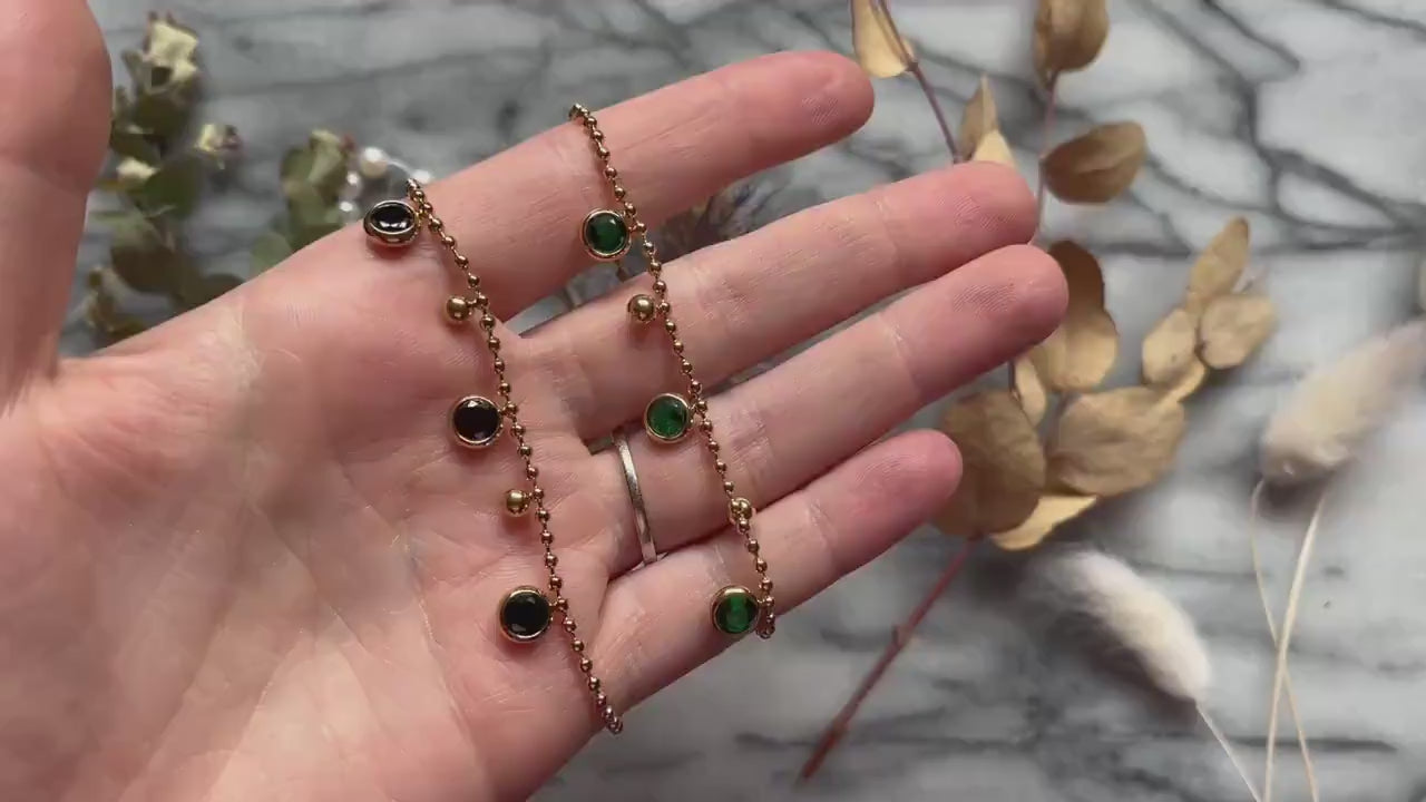 Green/ Black Gem Gold Bracelet