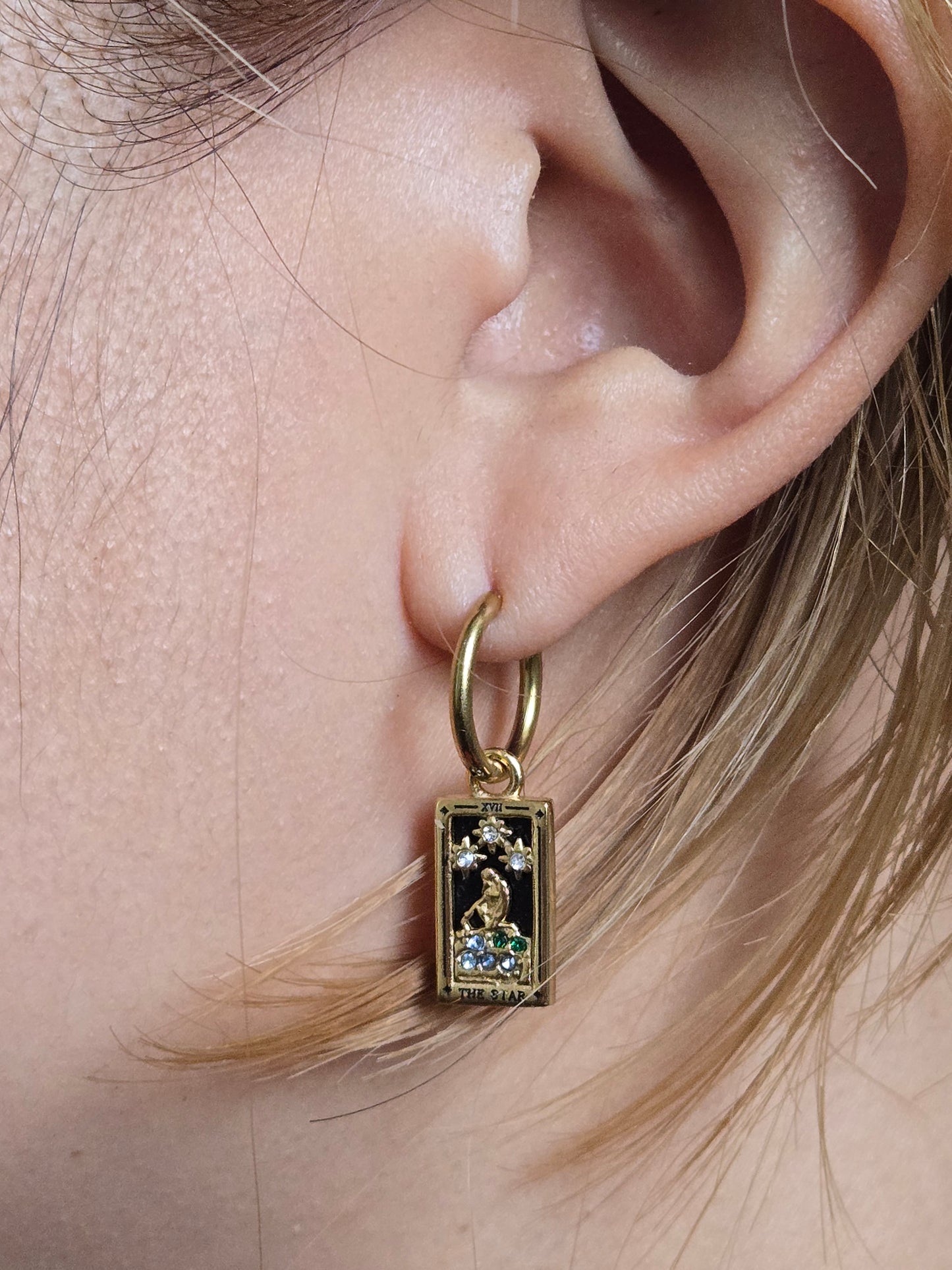 Tarot The Star/The Moon/The Lovers Gold huggies