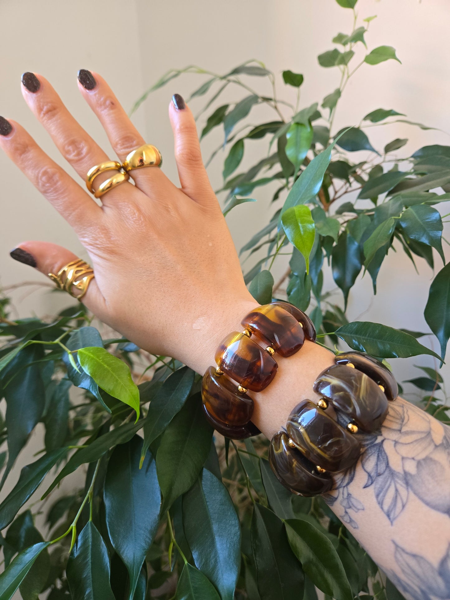 Chunky Tortoise Shell Stretch Bracelets