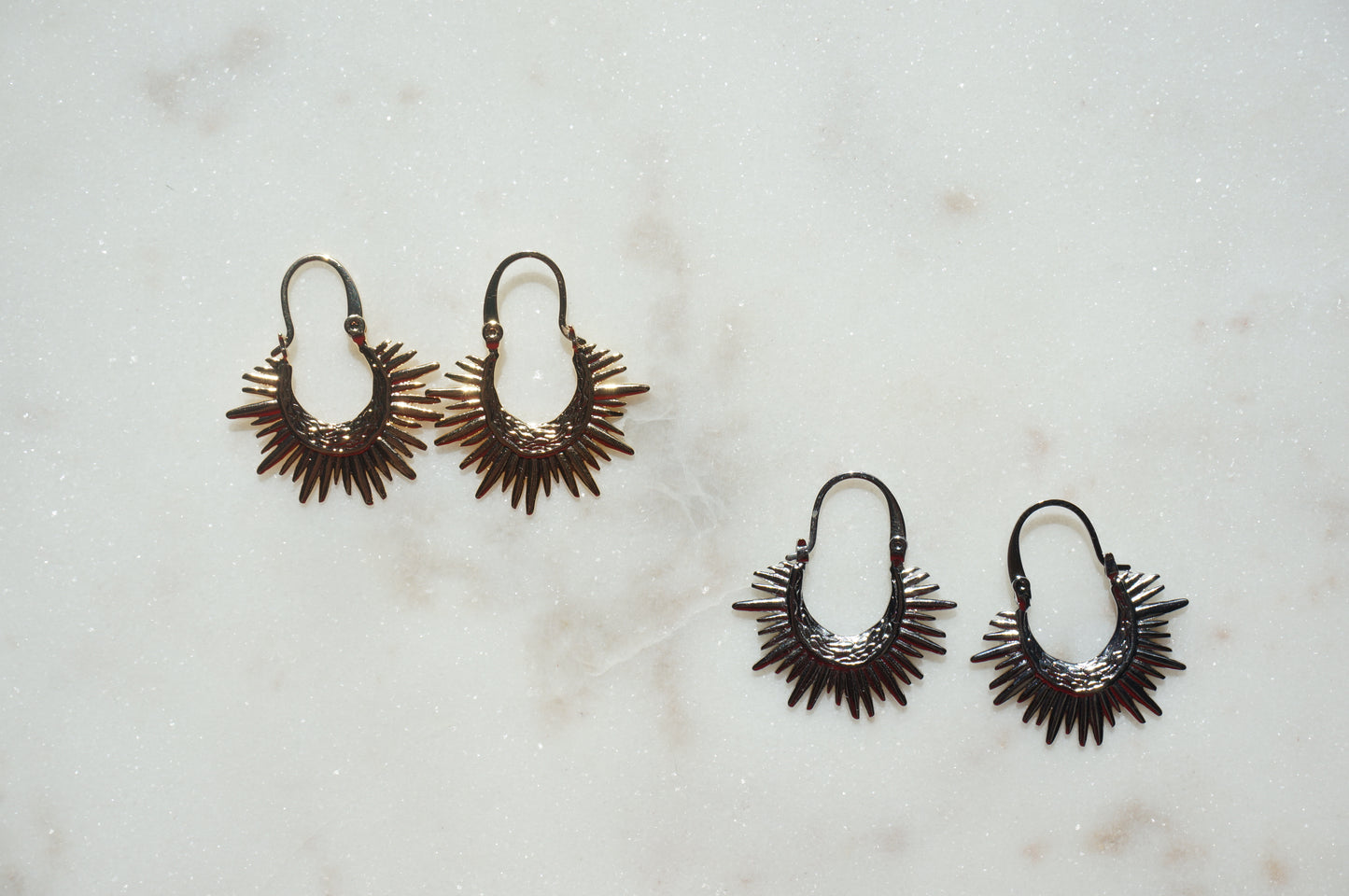 Gold/Silver Sun Boho Hoop Earrings
