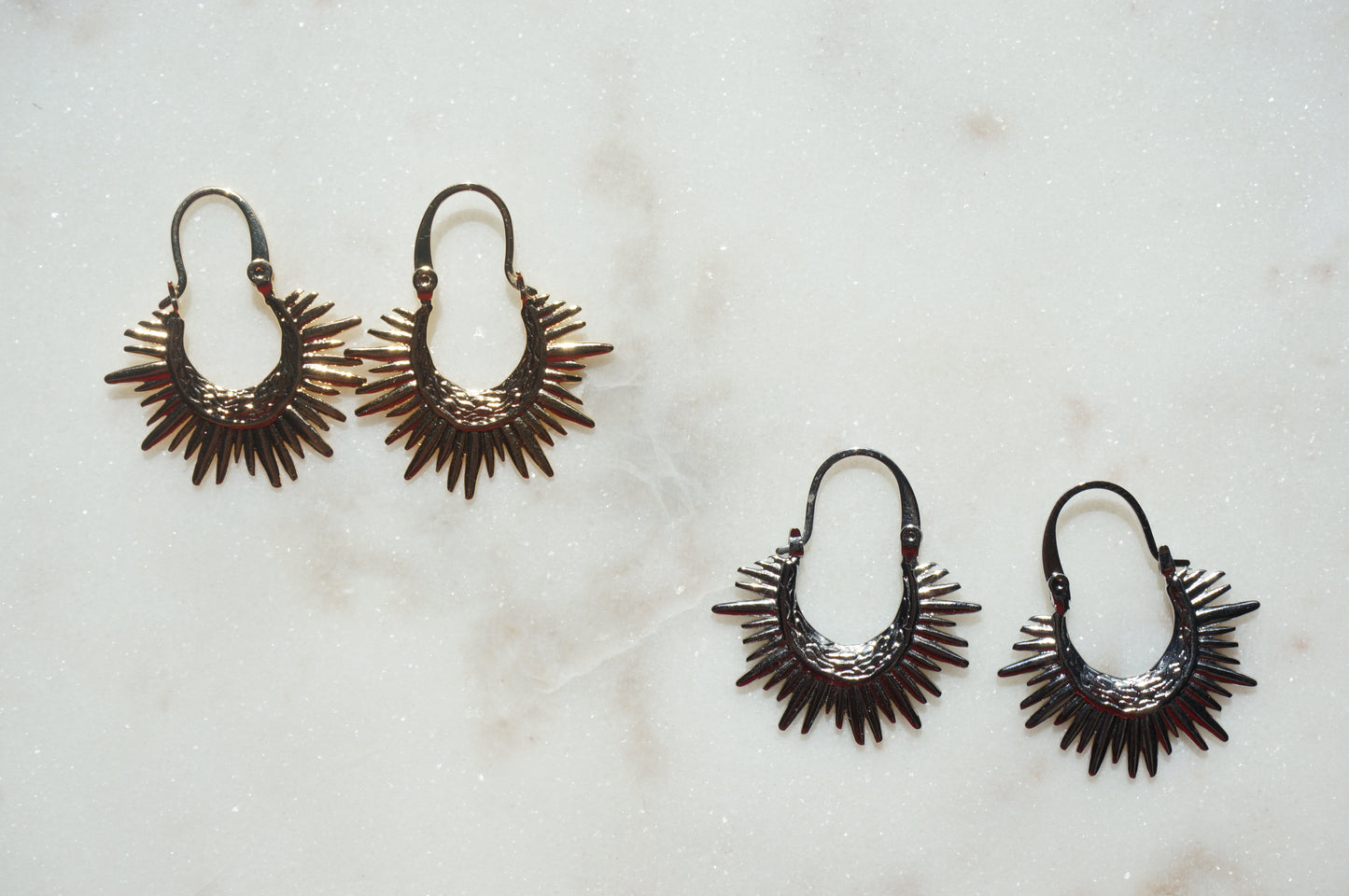 Gold/Silver Sun Boho Hoop Earrings