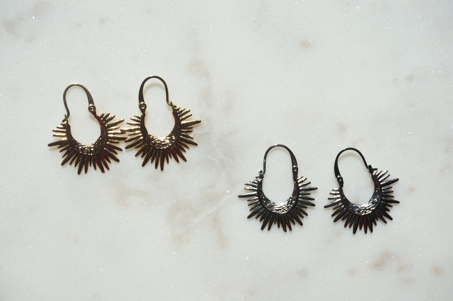 Gold/Silver Sun Boho Hoop Earrings