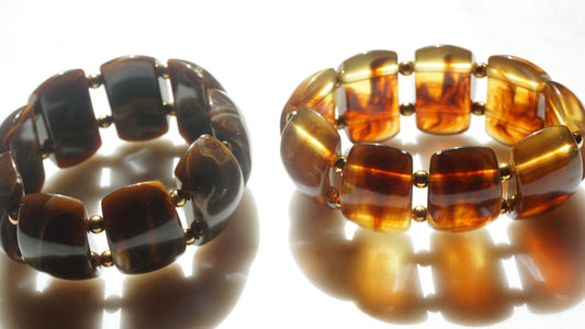Chunky Tortoise Shell Stretch Bracelets