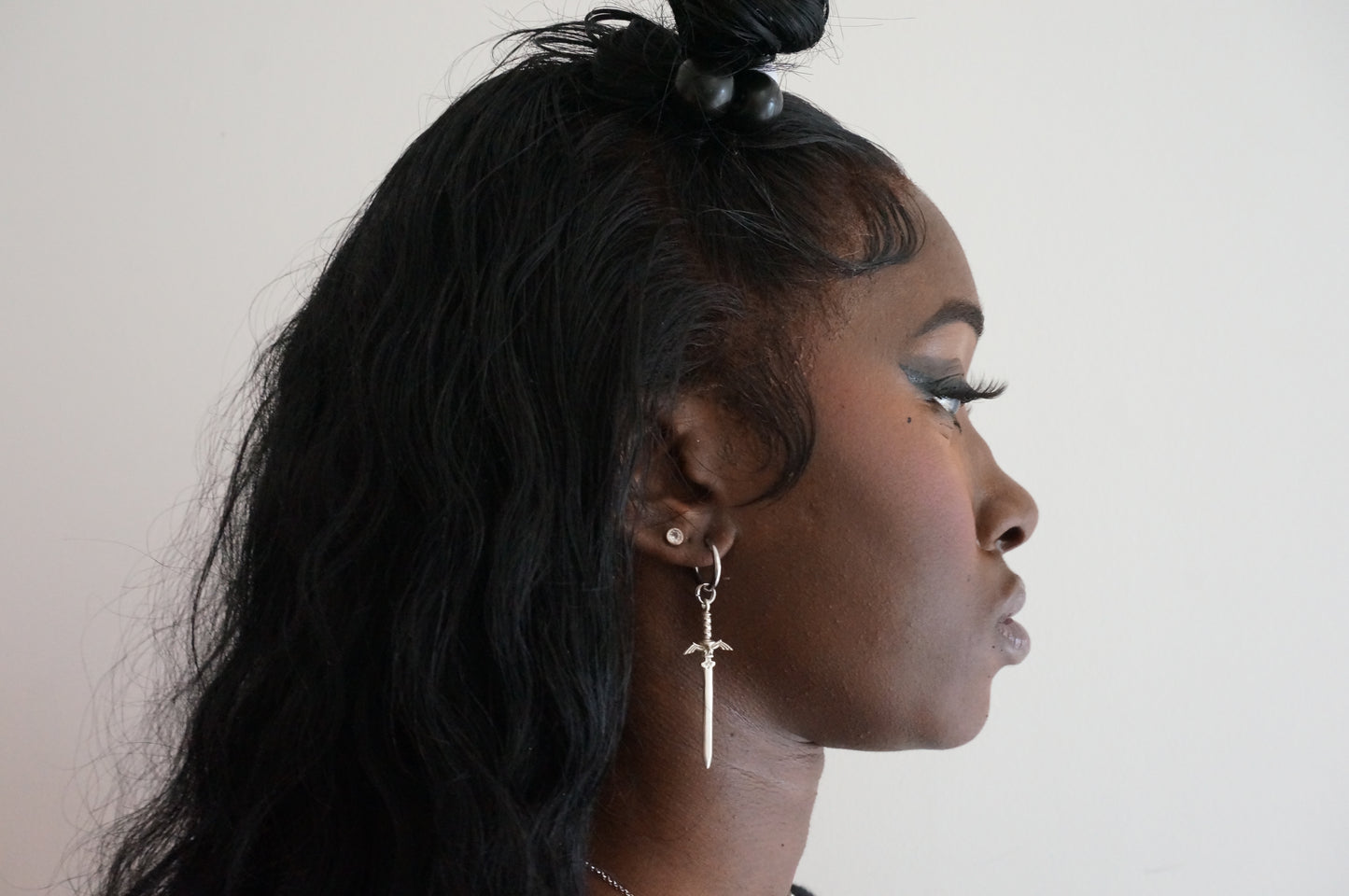 LEGEND Gold / Silver / Gunmetal Sword Huggie Hoop Earring SINGLE / Zelda Master Sword Earring