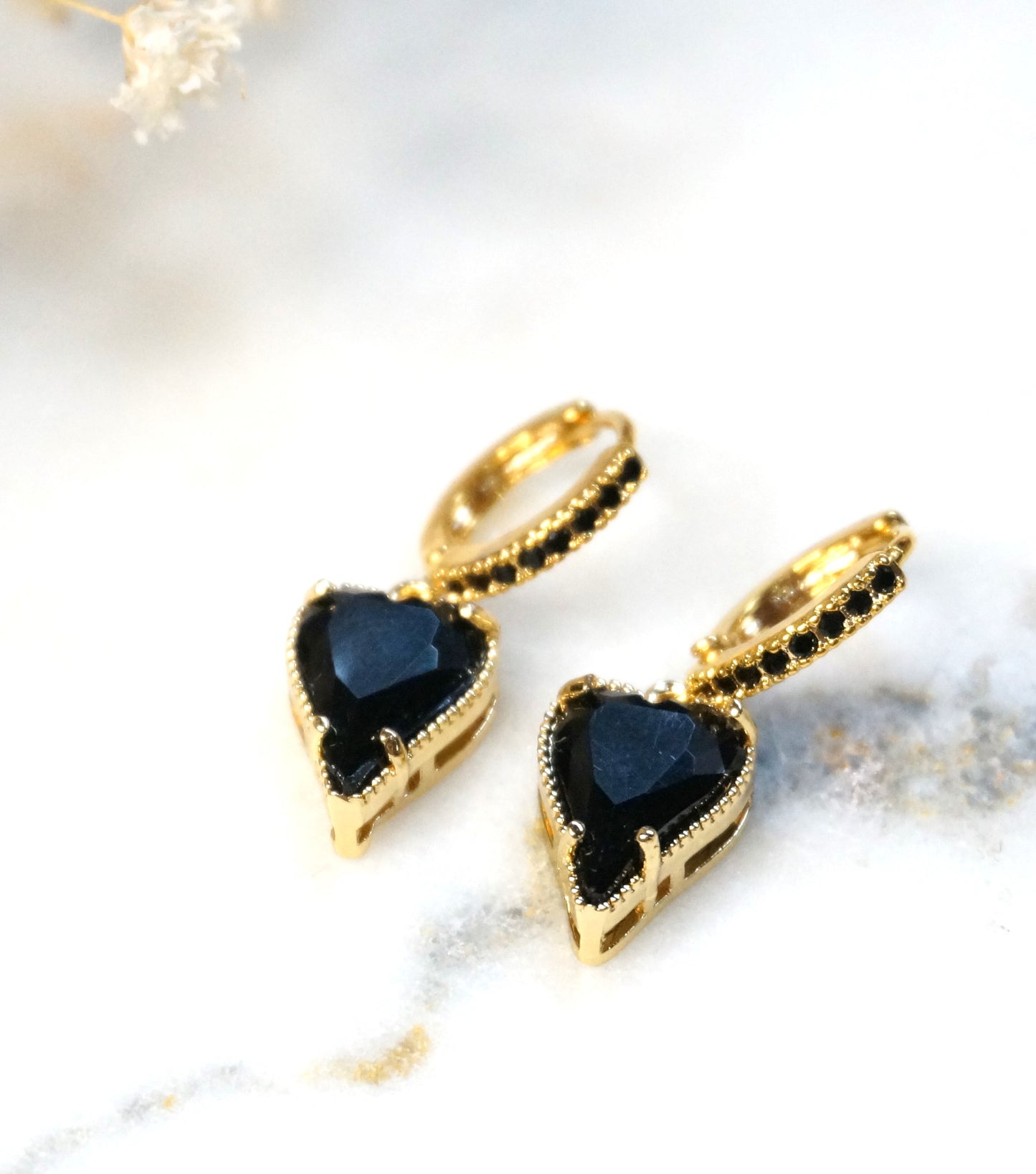 ALICE Black/Red Heart Hoop Earrings/Huggies