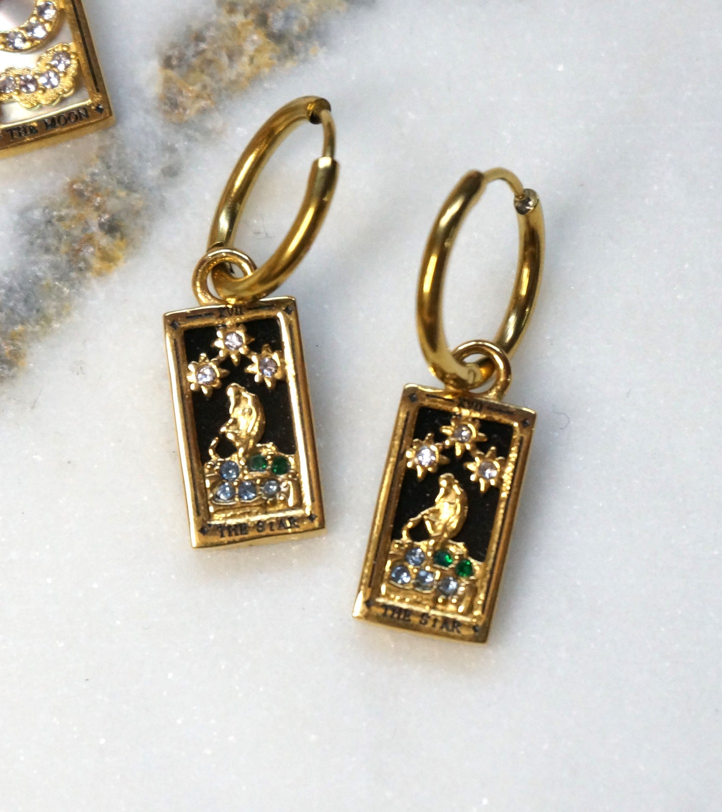 Tarot The Star/The Moon/The Lovers Gold huggies