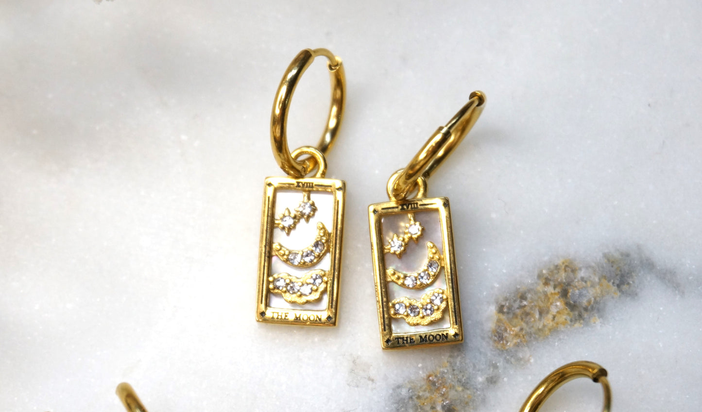 Tarot The Star/The Moon/The Lovers Gold huggies