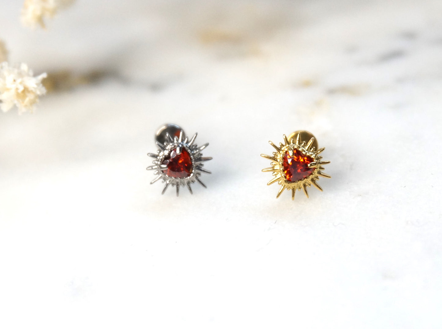 Spikey sacred heart Gold/Silver flat back