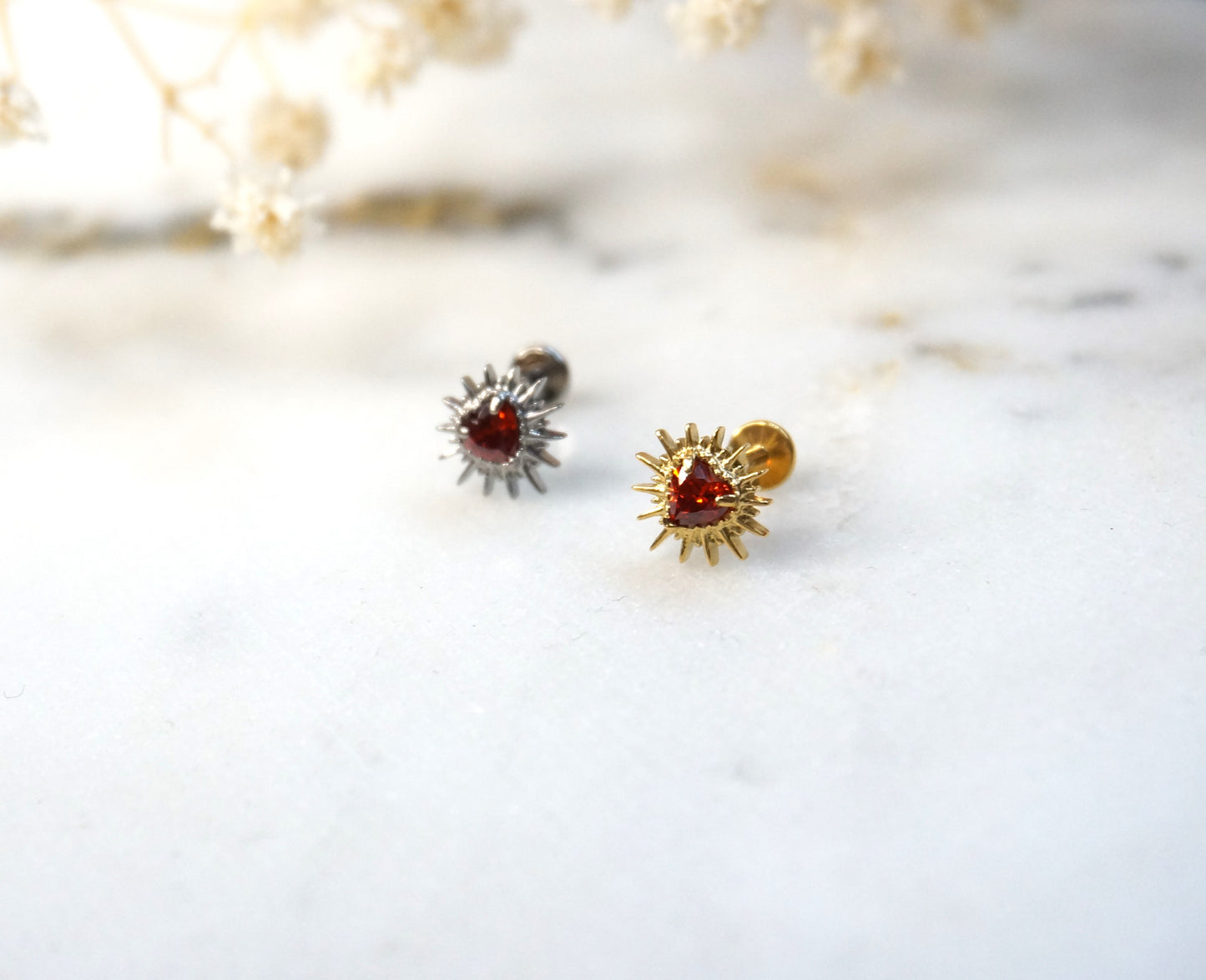 Spikey sacred heart Gold/Silver flat back