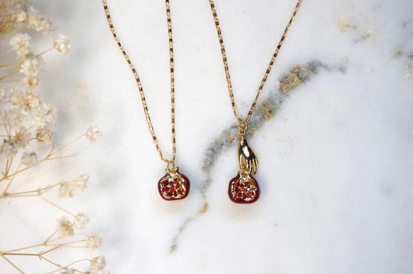 Persephone Red Pomegranate 18k Gold Plated Necklace