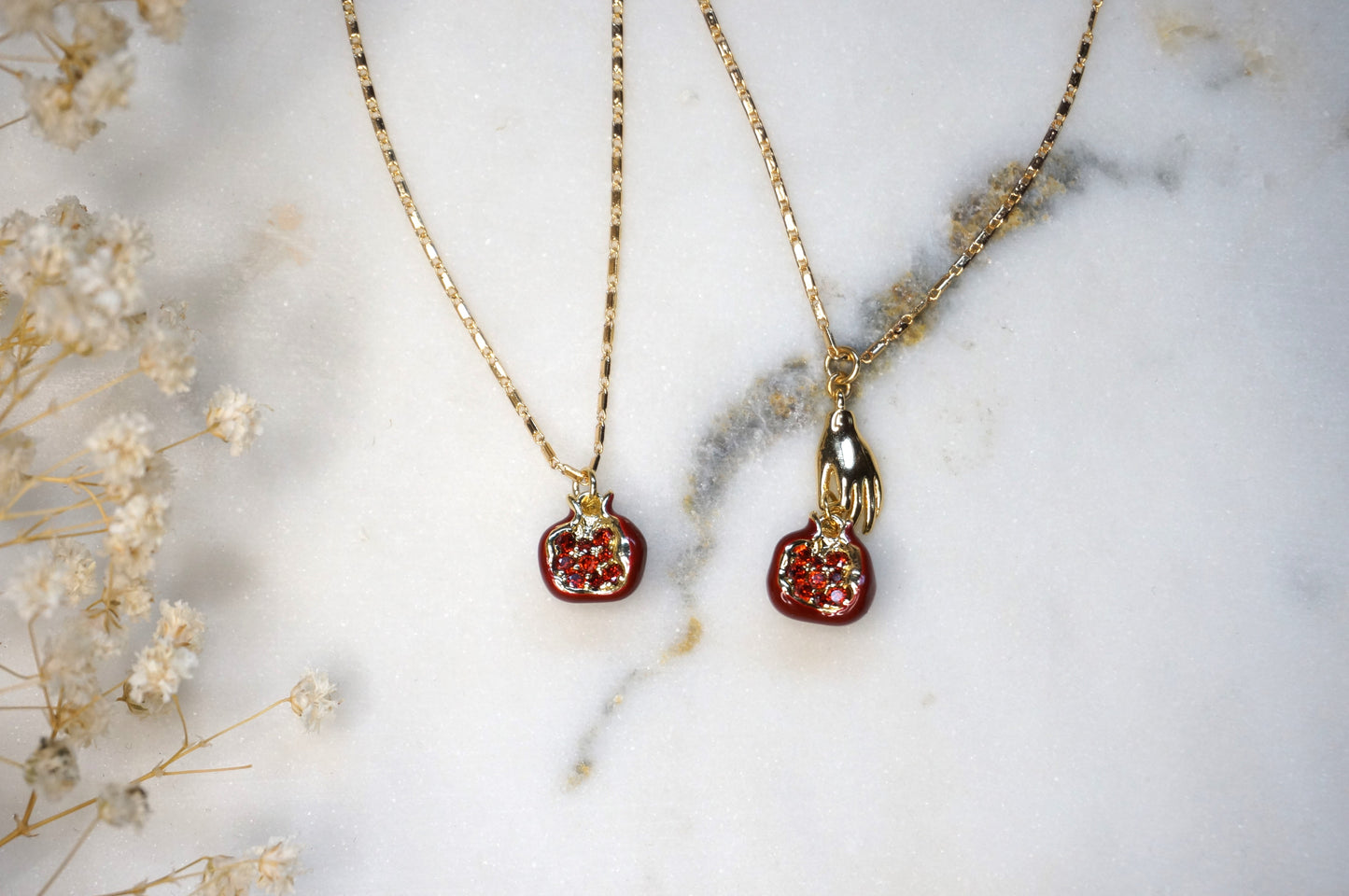 Persephone Red Pomegranate 18k Gold Plated Necklace
