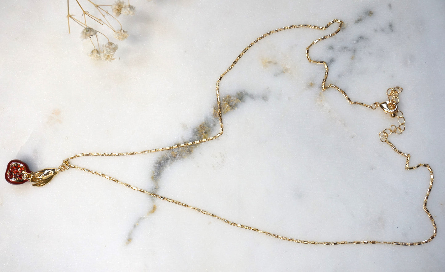 Persephone Red Pomegranate 18k Gold Plated Necklace