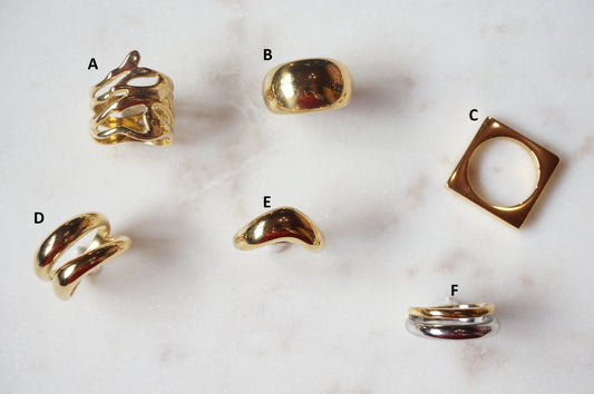 Assorted Simple 18k Gold Plated Rings