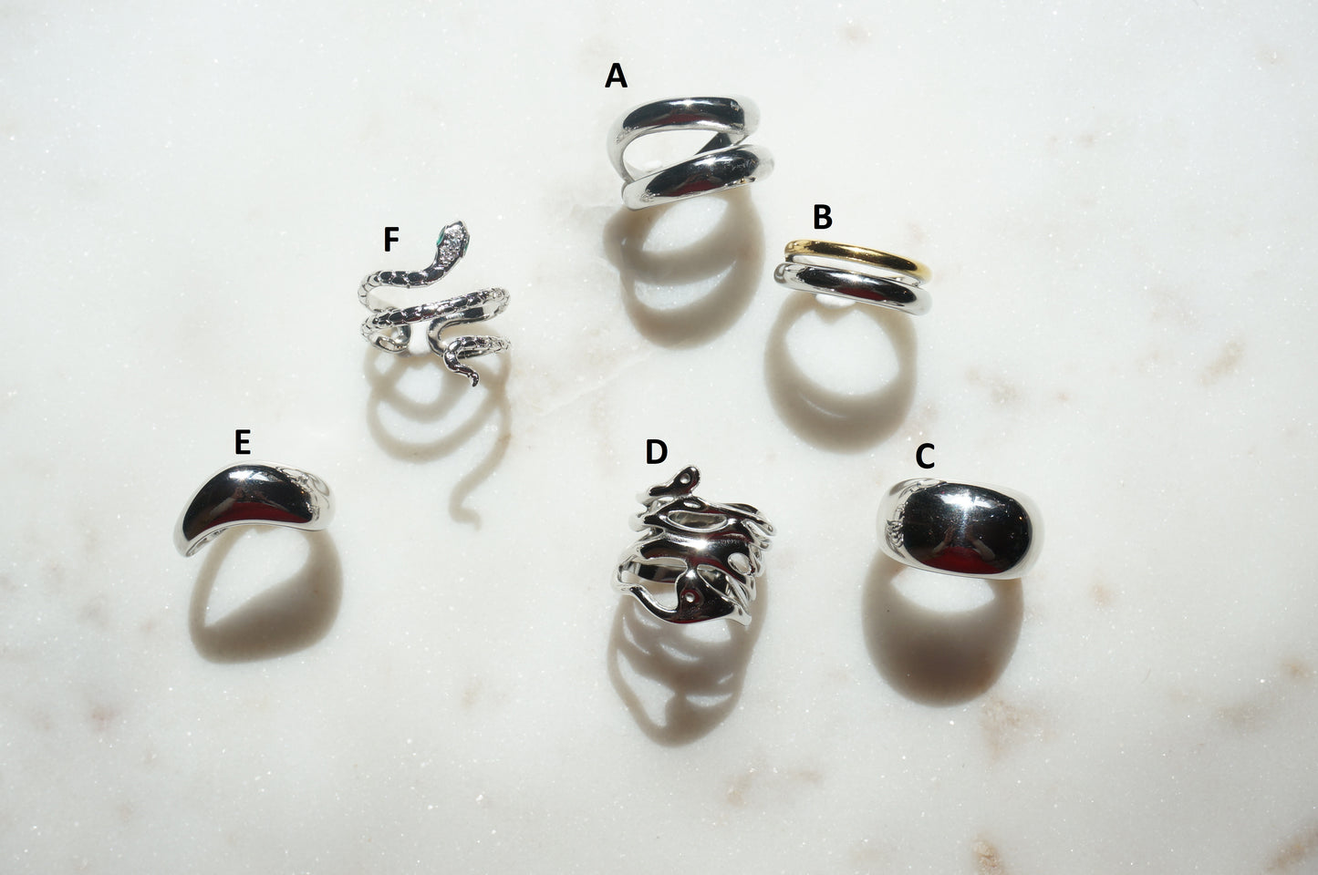 Assorted Simple 18k Platinum Plated Rings