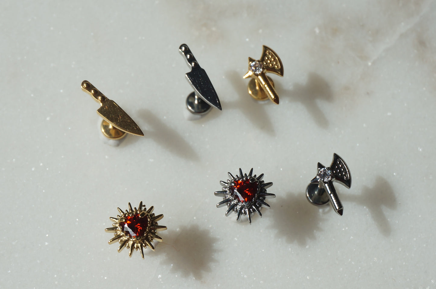 Flat Back Piercing / Screw on Stud / Tragus / Conch/ Helix Piercing in Gold/ Silver
