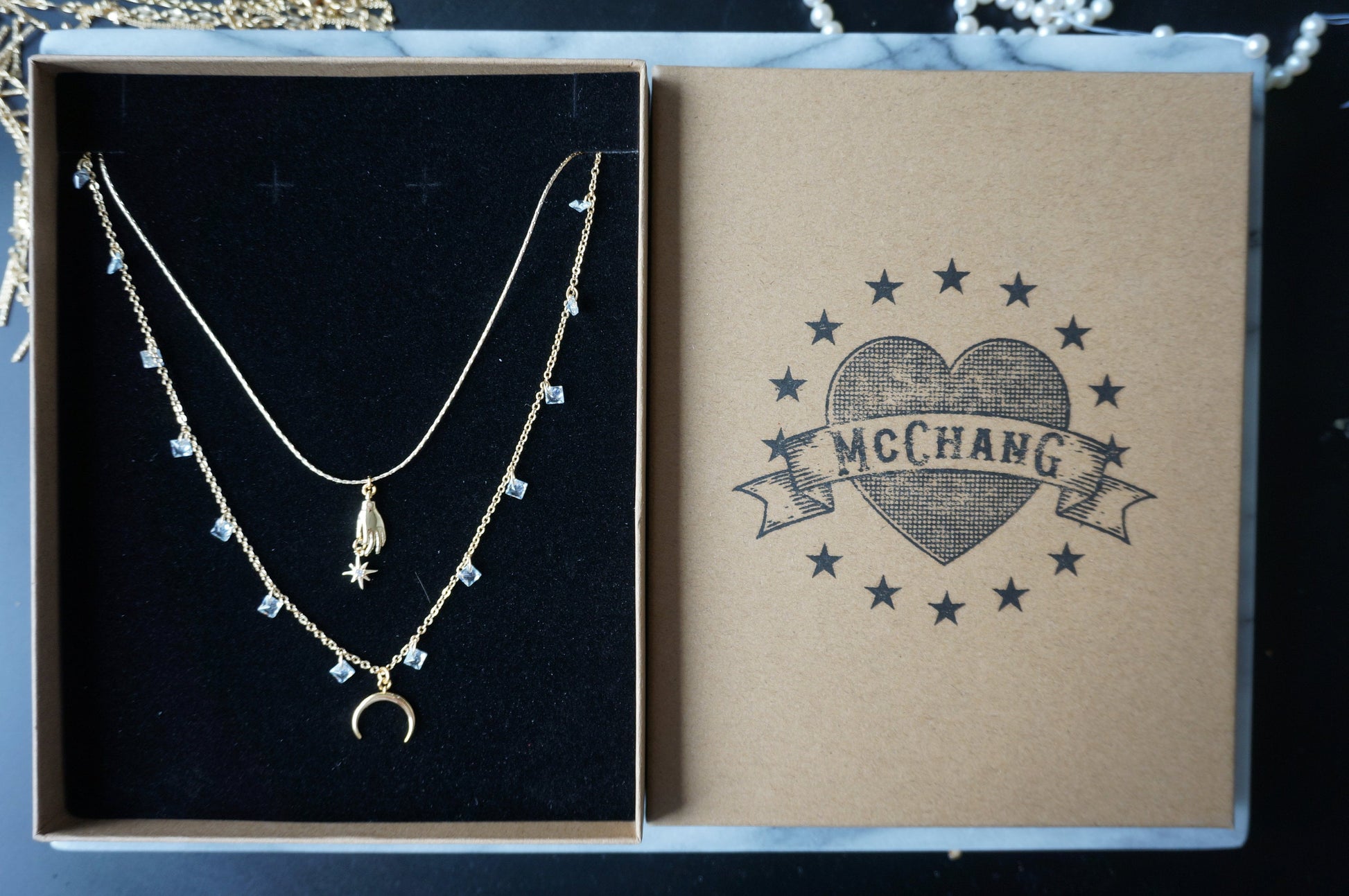 Dainty Gold/Silver Tarot Hand and Star Necklace