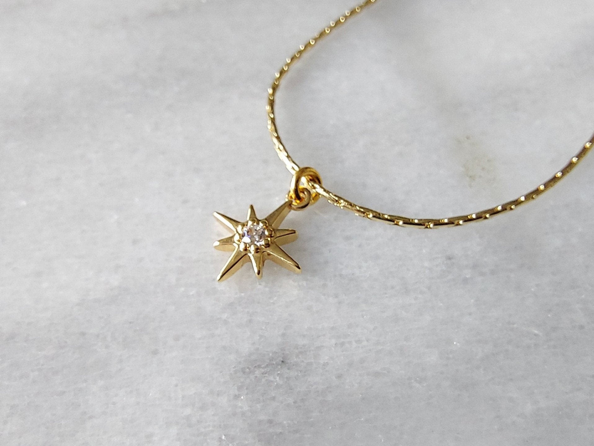 Dainty Tiny North Star 24k Gold Plated Necklace