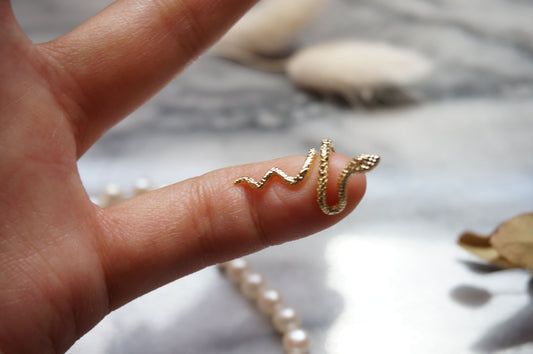Snake Green Gem Gold/Silver Adjustable Ring
