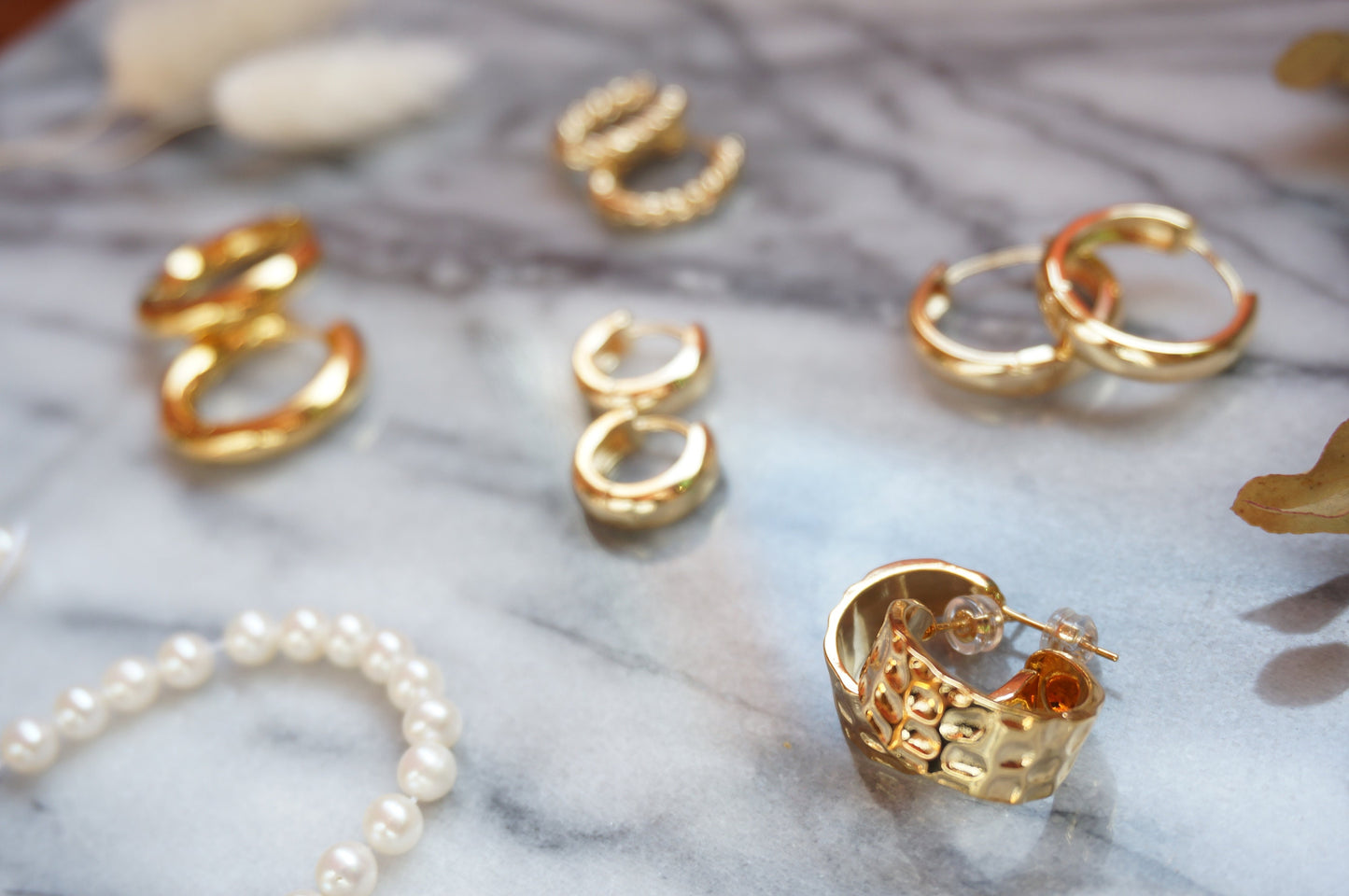Gold Chunky Hoop Earrings / 24k Gold Plated