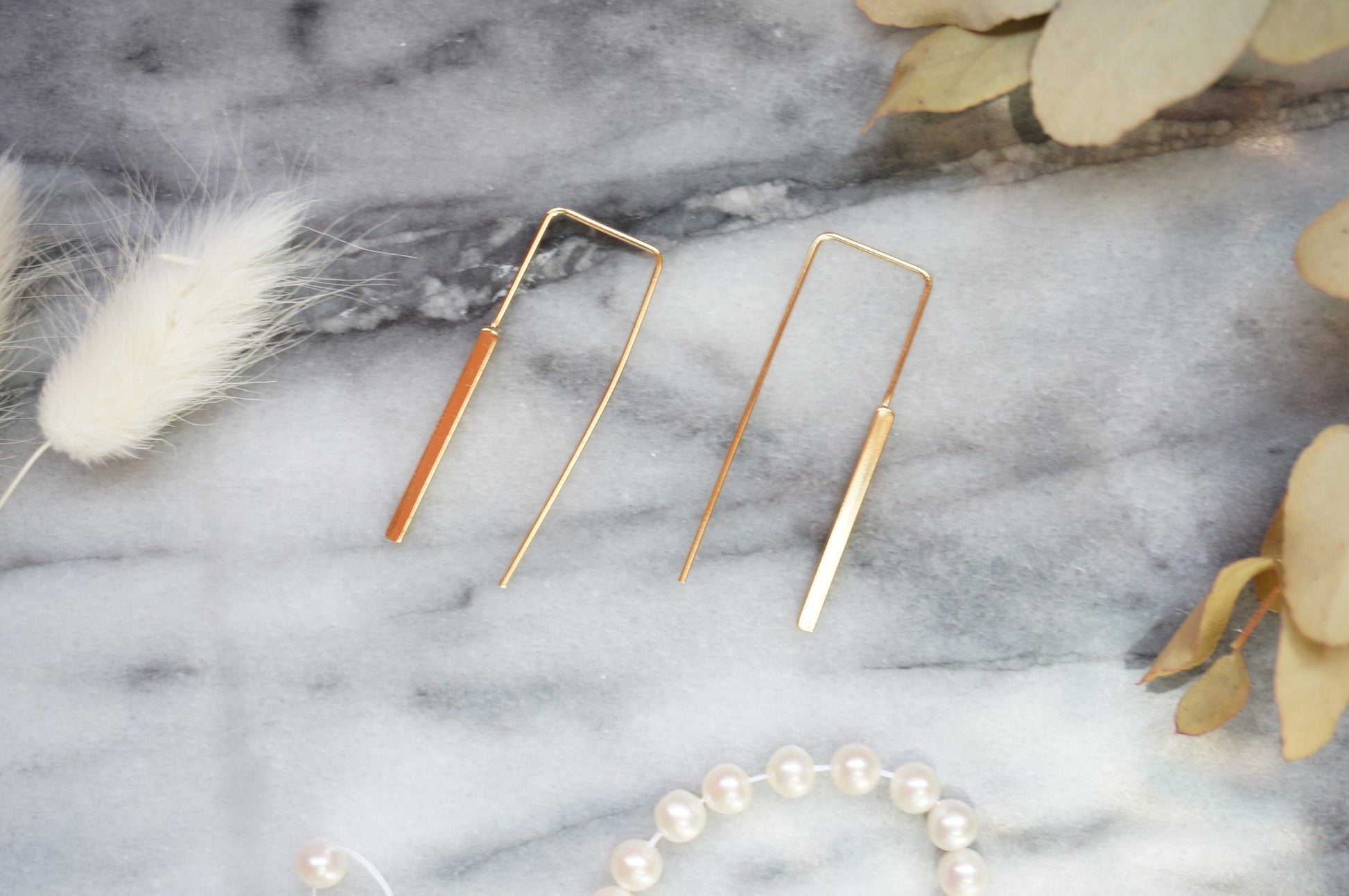 Minimal Geometric Gold / Silver Threader Earrings