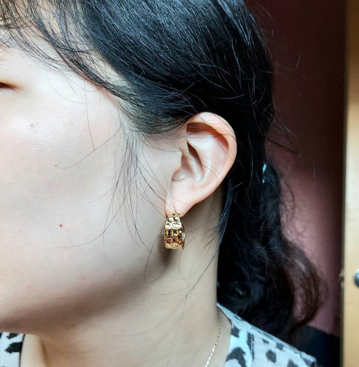 Gold Chunky Hoop Earrings / 24k Gold Plated