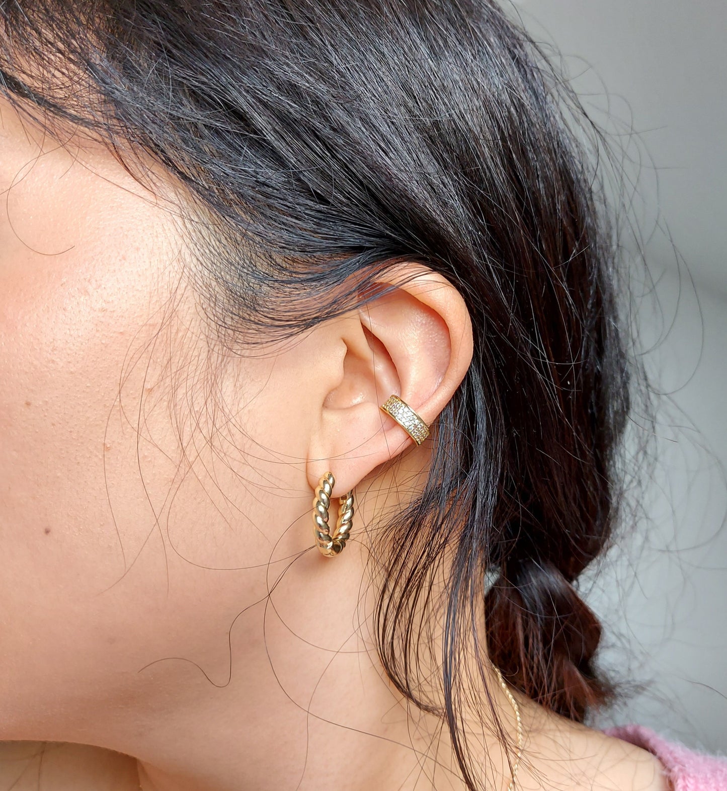 Gold Chunky Hoop Earrings / 24k Gold Plated
