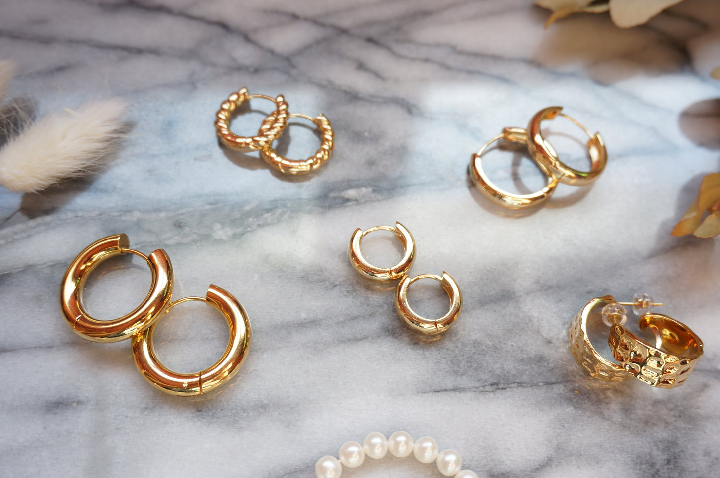 Gold Chunky Hoop Earrings / 24k Gold Plated