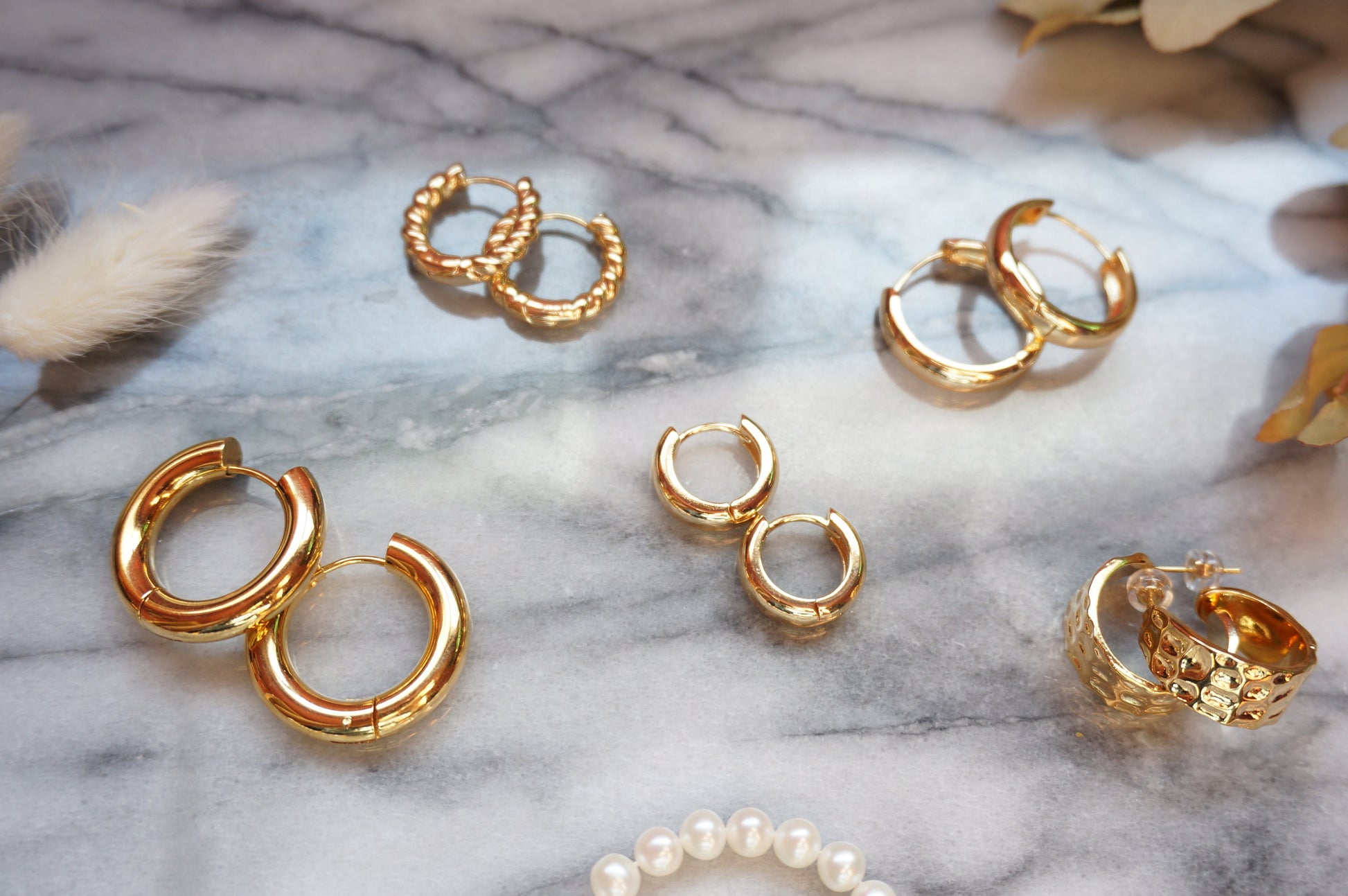 Gold Chunky Hoop Earrings / 24k Gold Plated