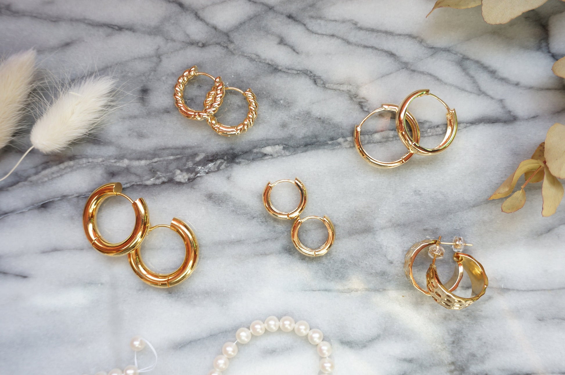 Gold Chunky Hoop Earrings / 24k Gold Plated