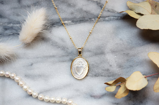 Sacred Heart Mother of Pearl Dainty Necklace