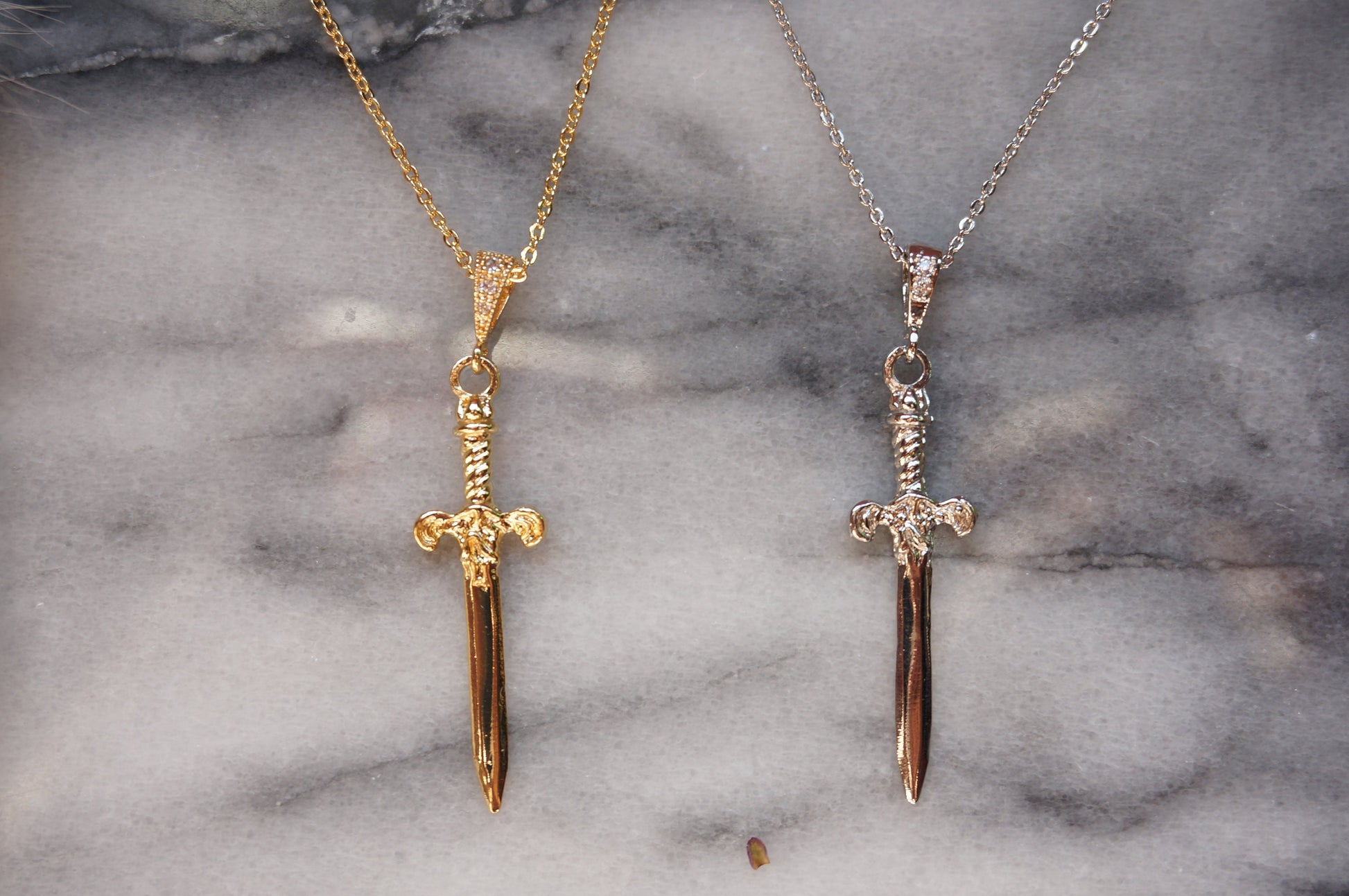 Gold/Silver / Black Antique Sword Necklace / Dagger Necklace