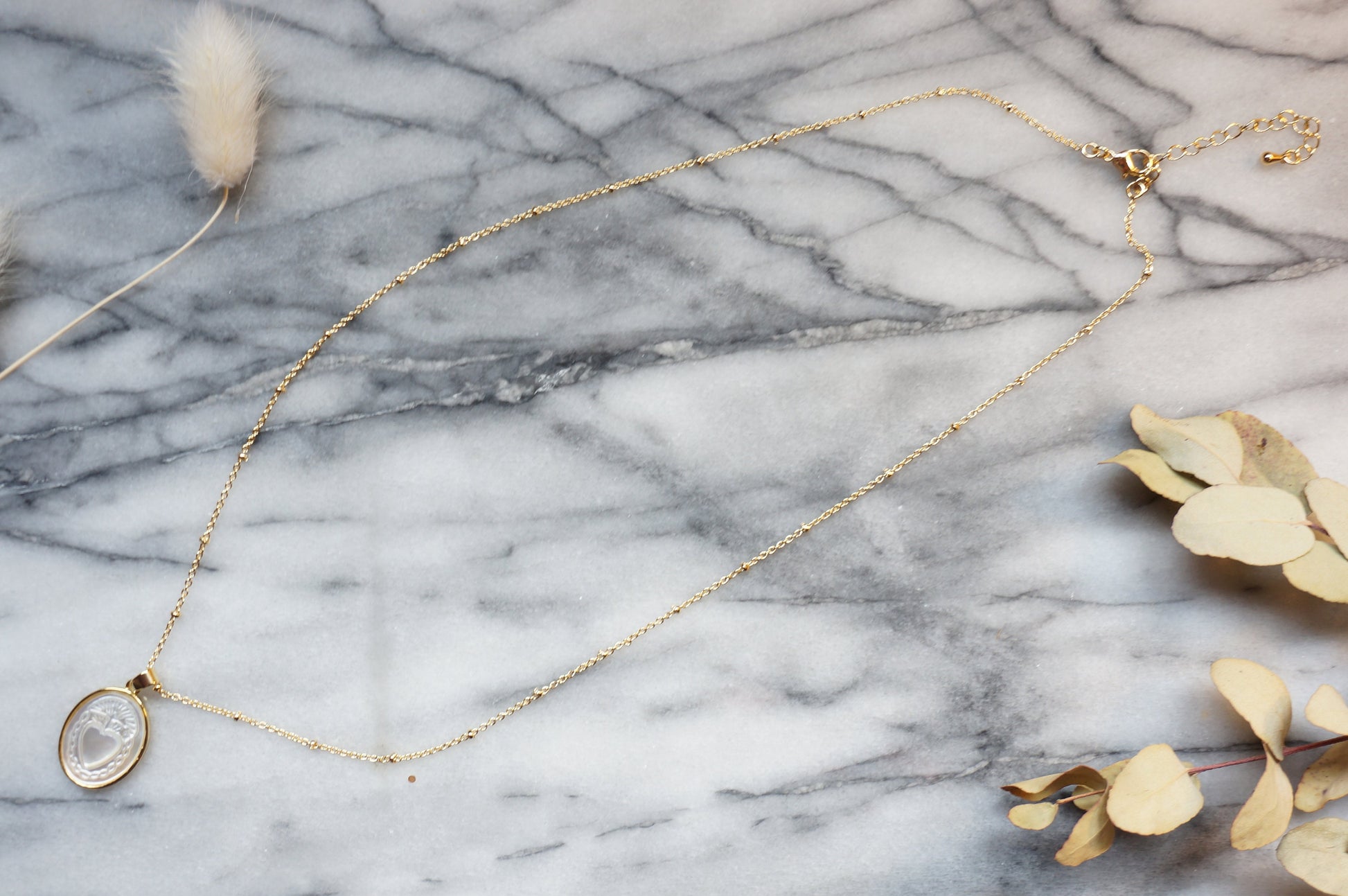 Sacred Heart Mother of Pearl Dainty Necklace
