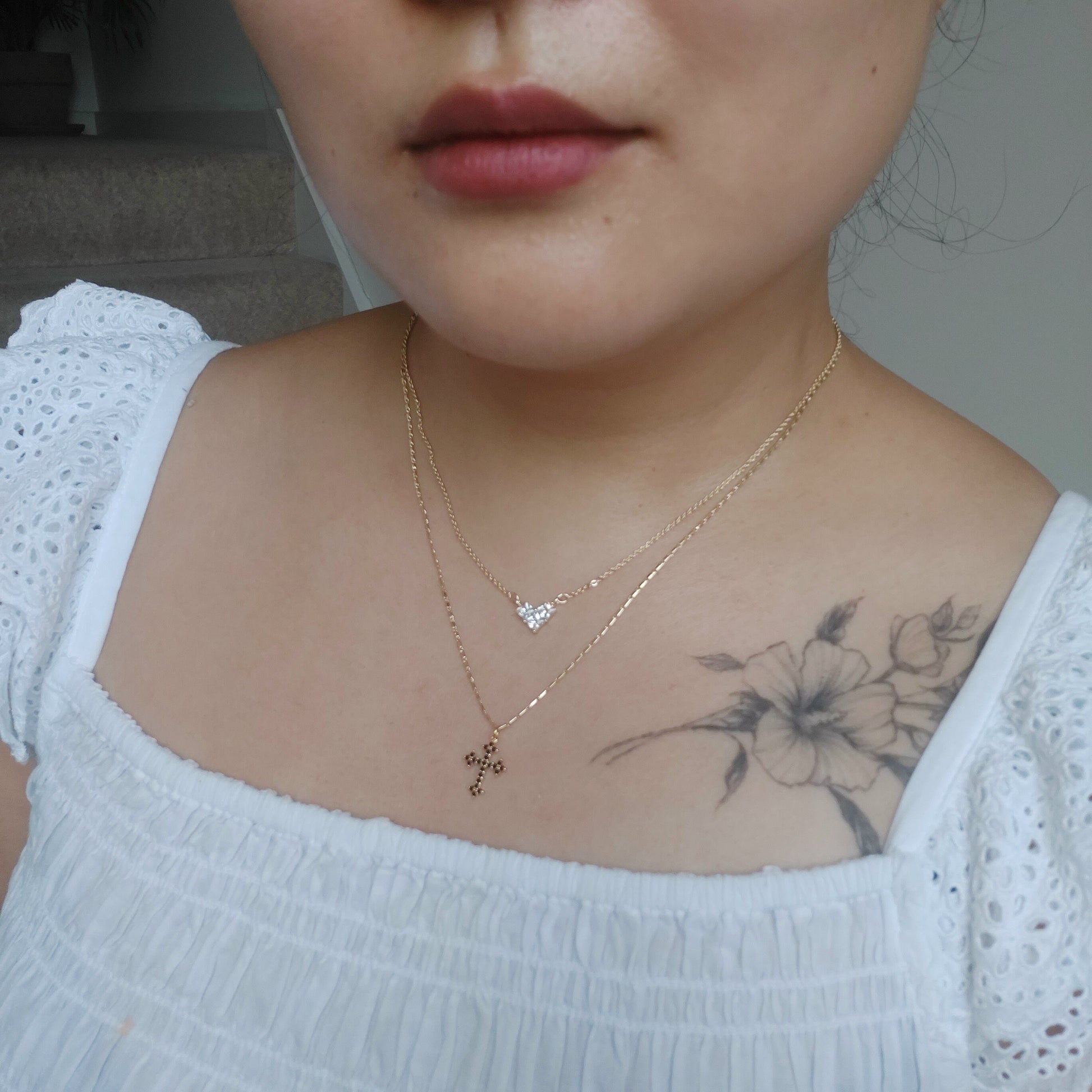 Dainty Cross Necklace 24k Gold Plated/ Antique Cross Necklace / Black Cross Necklace /Goth