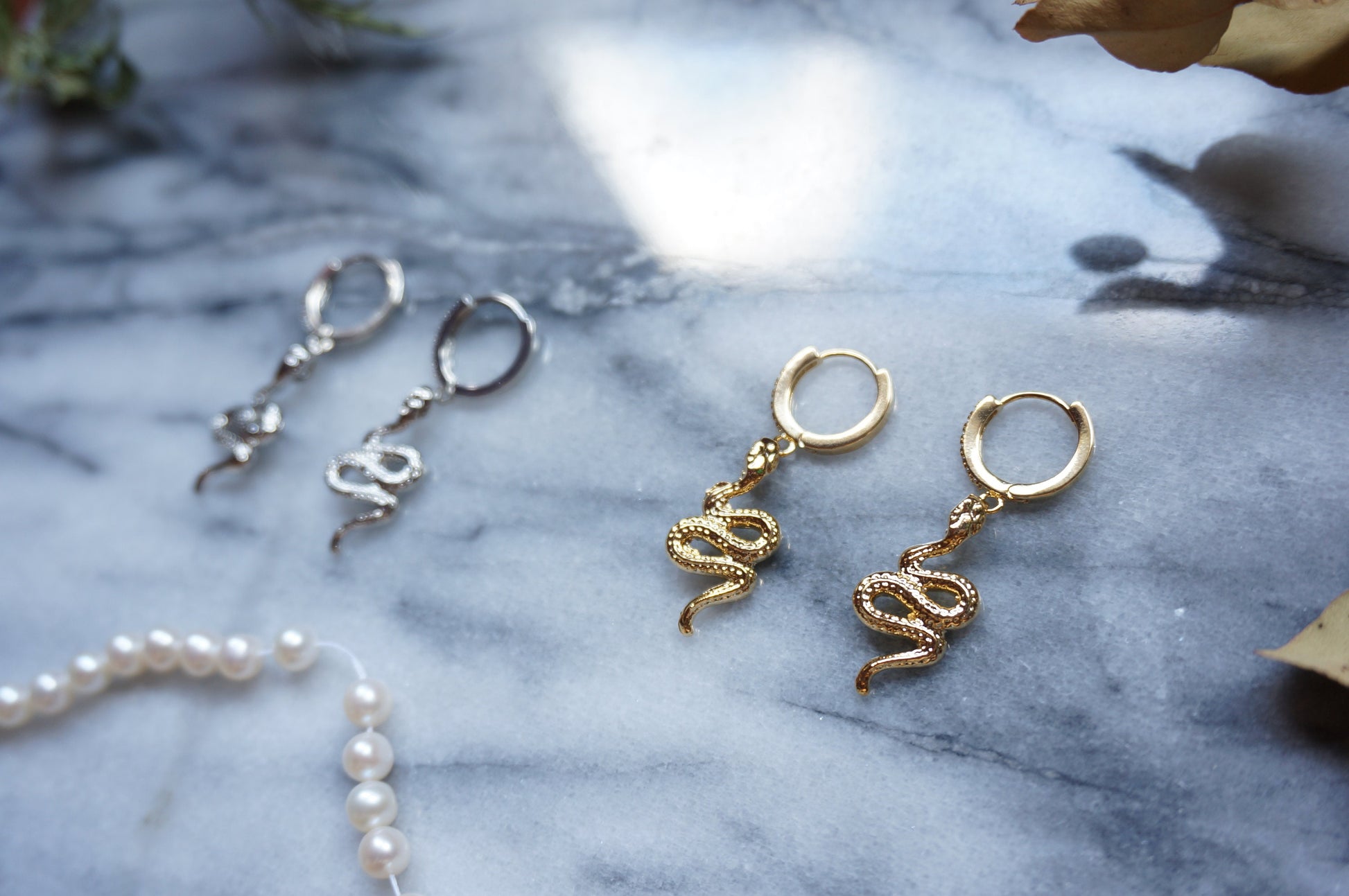 SERPENT Gold/Silver Snake Huggie Hoop Earrings