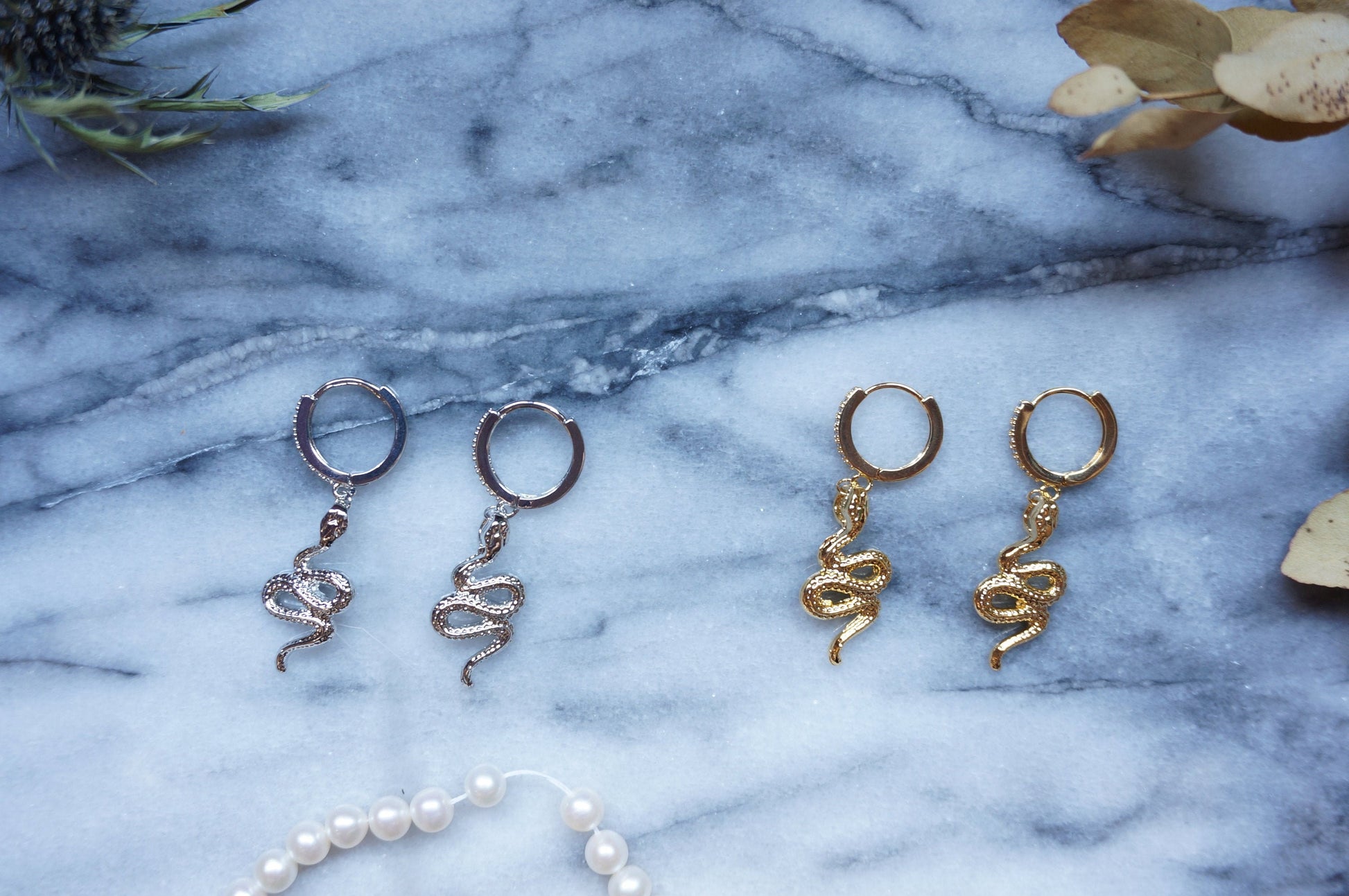 SERPENT Gold/Silver Snake Huggie Hoop Earrings
