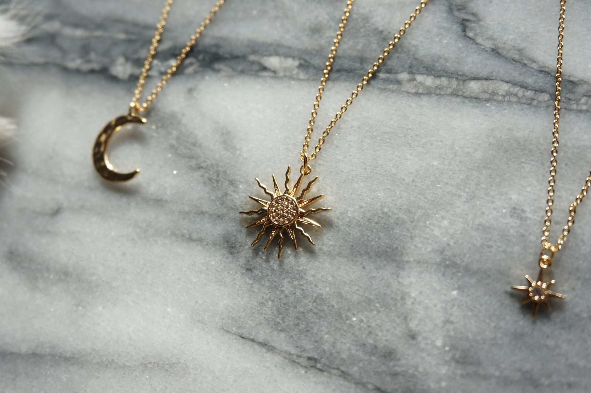 SOLSTICE Star / Sun / Moon Dainty Gold Necklaces