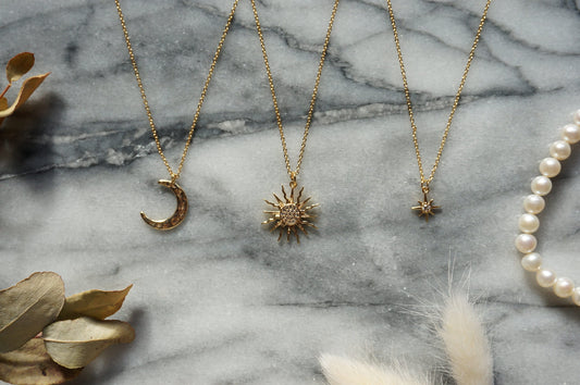 SOLSTICE Star / Sun / Moon Dainty Gold Necklaces