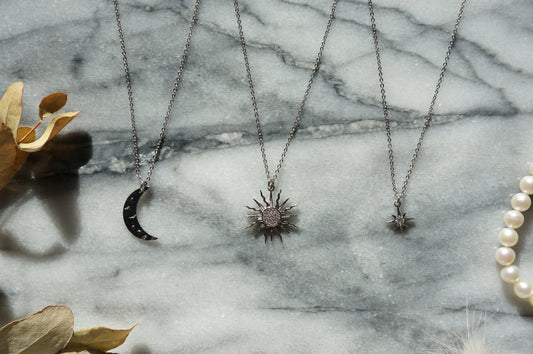SOLSTICE Star / Sun / Moon Dainty Silver Necklaces