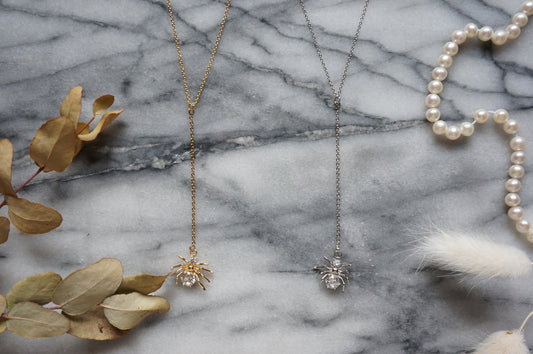 ARAGOG Spider (Gold/Silver) Dainty Lariat Necklace, Dainty y necklace