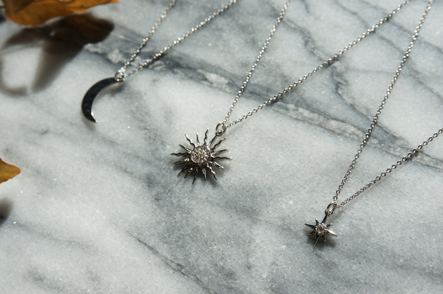 SOLSTICE Star / Sun / Moon Dainty Silver Necklaces