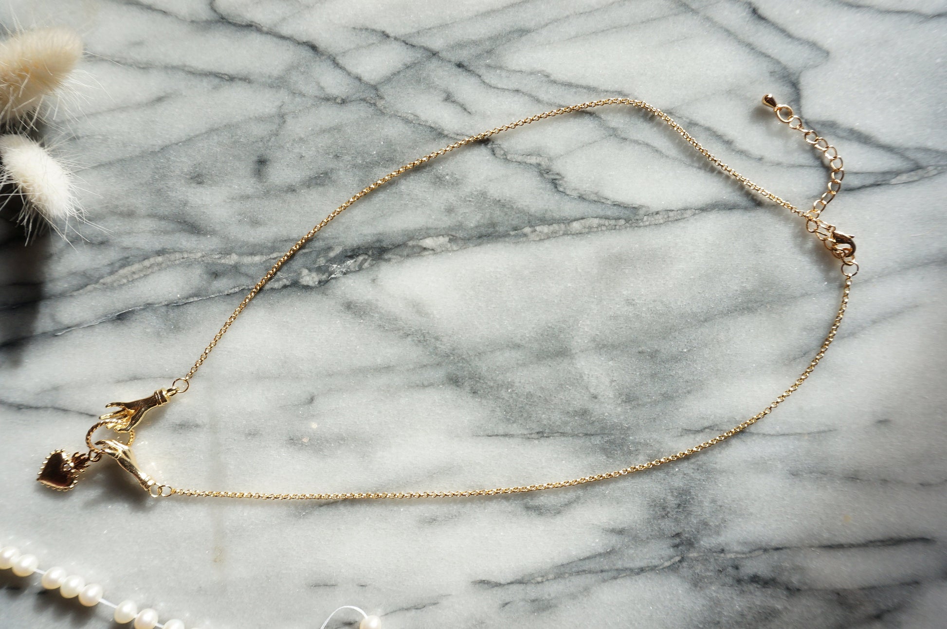 Gold/Silver Hands and Sacred Heart Necklace