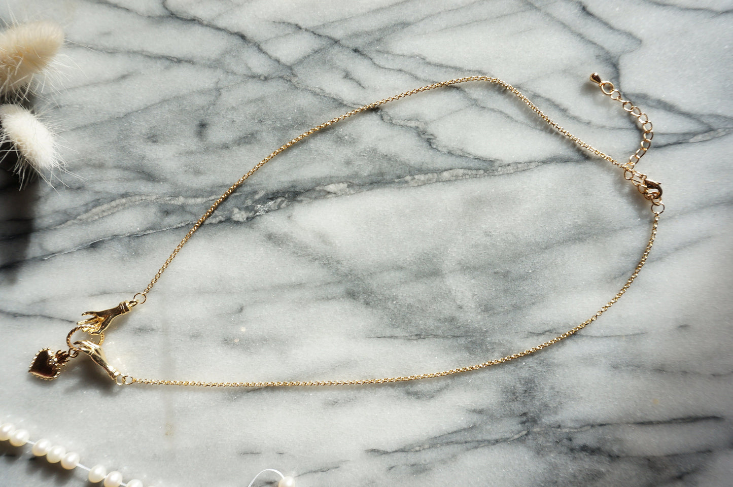 Gold/Silver Hands and Sacred Heart Necklace