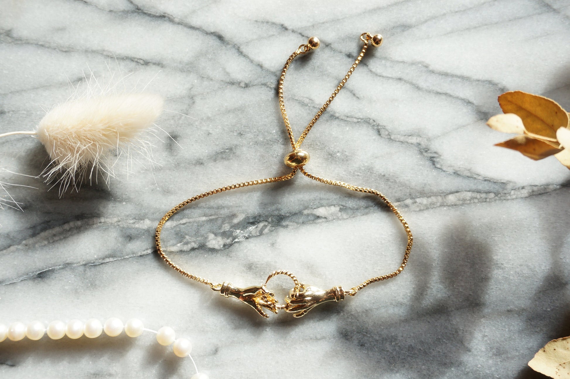 Gold Tarot Hands Adjustable Bracelet