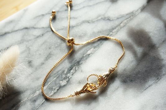 Gold Tarot Hands Adjustable Bracelet