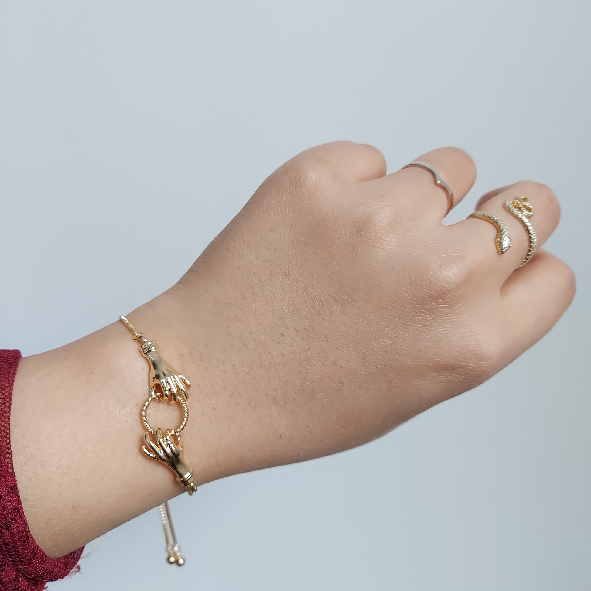 Gold Tarot Hands Adjustable Bracelet
