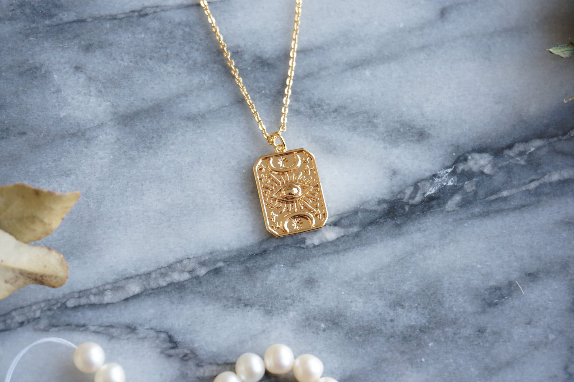 Evil Eye Magic Plate Gold Necklace