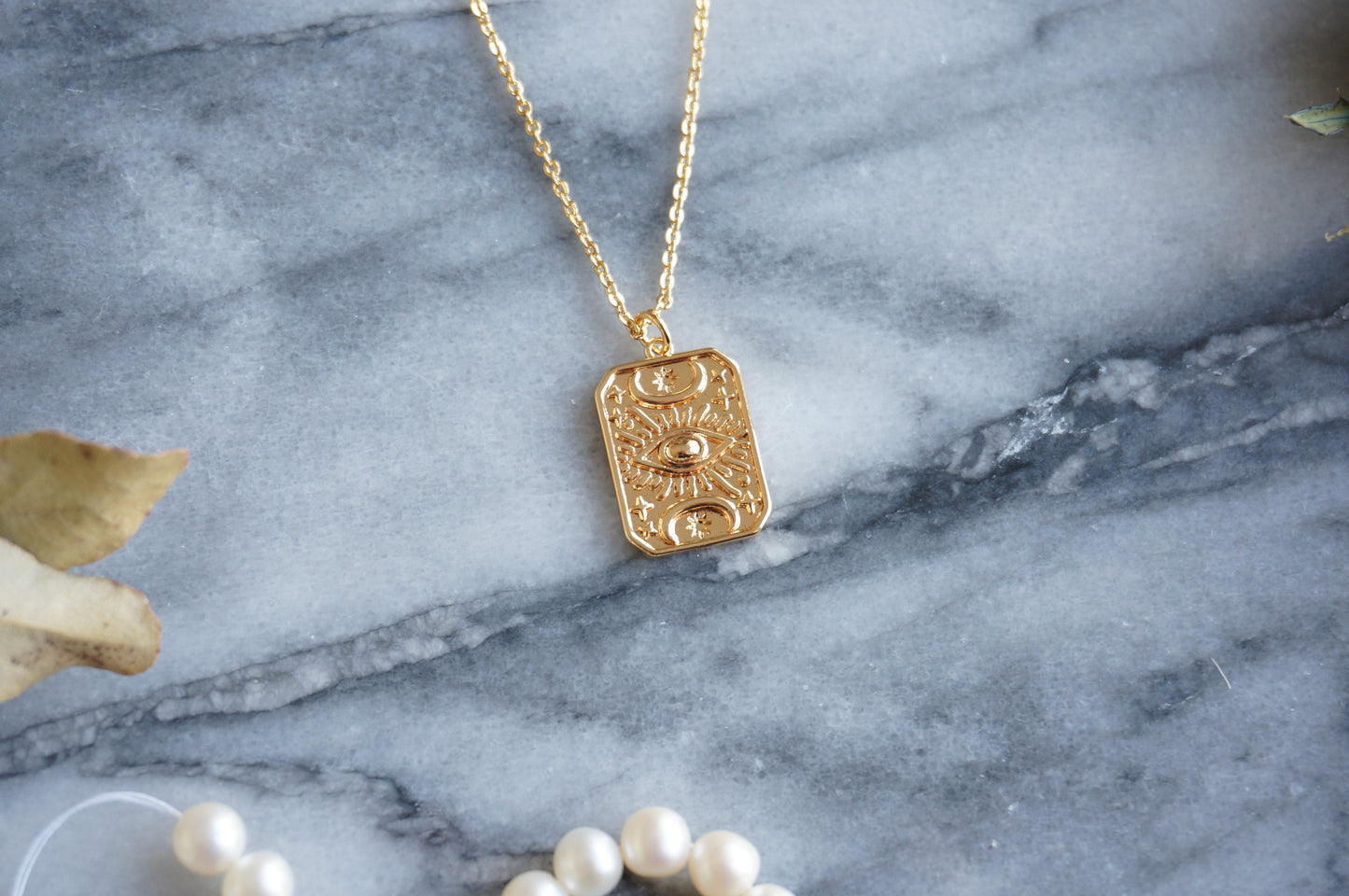 Evil Eye Magic Plate Gold Necklace