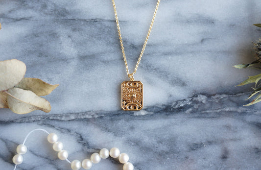 Evil Eye Magic Plate Gold Necklace