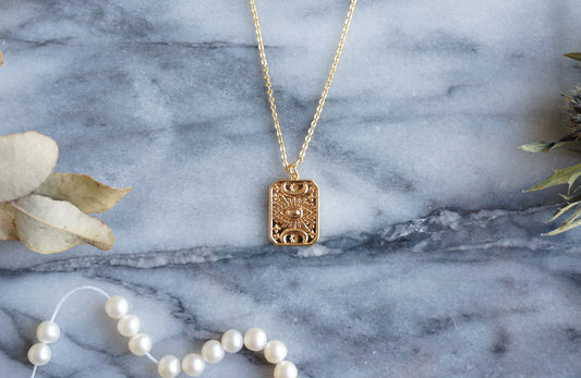 Evil Eye Magic Plate Gold Necklace